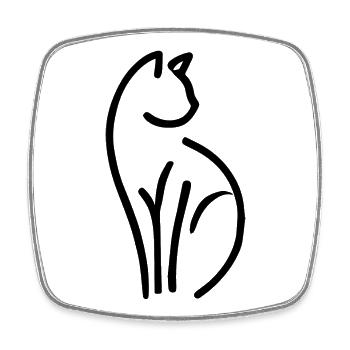 Katze minimalistisch - Viereckiger Kühlschrankmagnet - Weiß - Vorne