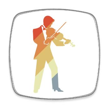 Retro Violin Player Graphic - Square fridge magnet - white - Front
