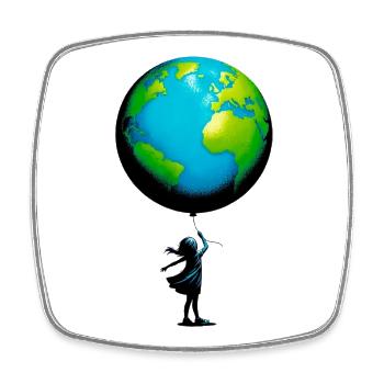 Planet Earth - Square fridge magnet - white - Front