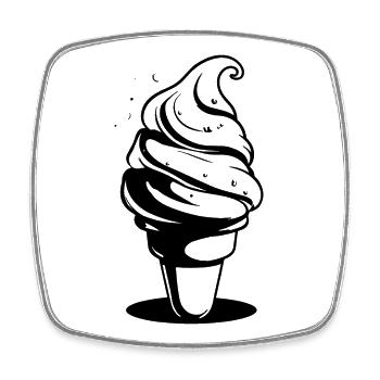 Croquis de cornet de crème glacée - Magnet carré - blanc - Devant