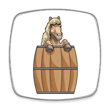 Pferd Fass - Viereckiger Kühlschrankmagnet - Weiß - Vorne