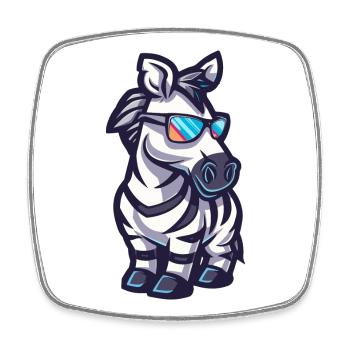 Zebra Cool Comic - Square fridge magnet - white - Front