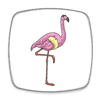 Flamingo Swimming Swim Ring Summer - Square fridge magnet - white - Front