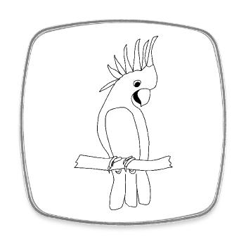 Cockatoo - Graphic black and white - Square fridge magnet - white - Front