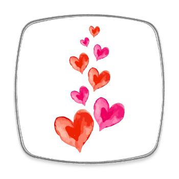 Herzen Liebe Wasserfarben Valentinstag - Viereckiger Kühlschrankmagnet - Weiß - Vorne