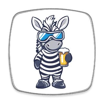 Zebra Après-Ski Bière Bande dessinée - Magnet carré - blanc - Devant