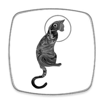 Abstrakte Ozeanische Katze - Viereckiger Kühlschrankmagnet - Weiß - Vorne