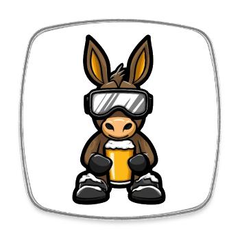 Donkey Après-Ski Bière Bande Dessinée - Magnet carré - blanc - Devant