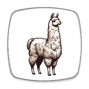 Weißes Lama - Viereckiger Kühlschrankmagnet - Weiß - Vorne