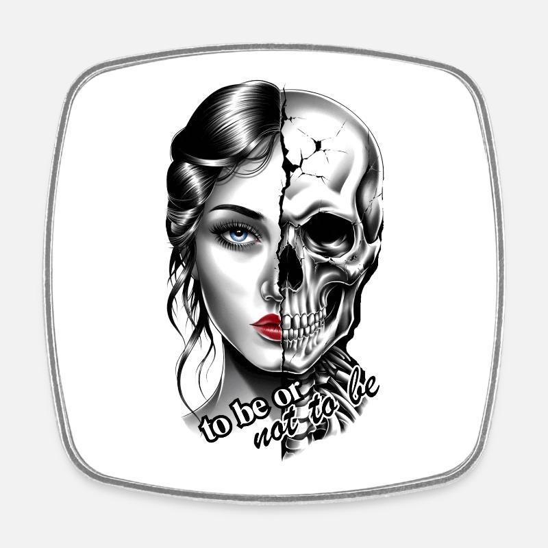 Existence Duality (be or not to be) - Square fridge magnet - white