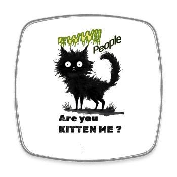 Whimsical Black Cat - Square fridge magnet - white - Front