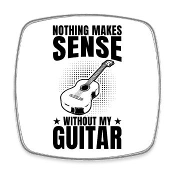 Nothing Makes Sense Without My Guitar - Viereckiger Kühlschrankmagnet - Weiß - Vorne