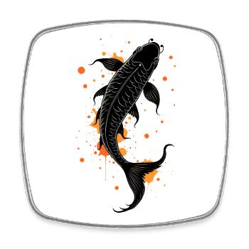 Koi Fish Calligraphy - Square fridge magnet - white - Front