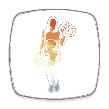 Filles pom-pom girl - Magnet carré - blanc - Devant