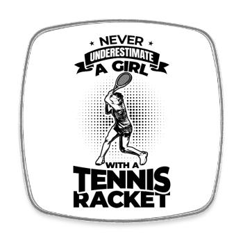 Never Underestimate A Tennis Girl - Square fridge magnet - white - Front