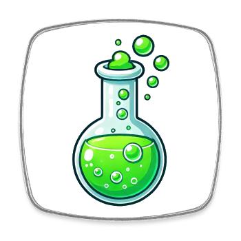 Chimie Bande dessinée Drôle Erlmeyer Flacon Réaction - Magnet carré - blanc - Devant