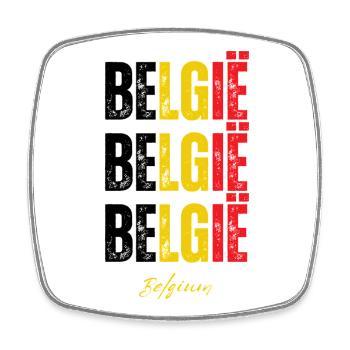 Fierté belge, drapeau de la Belgique - Magnet carré - blanc - Devant