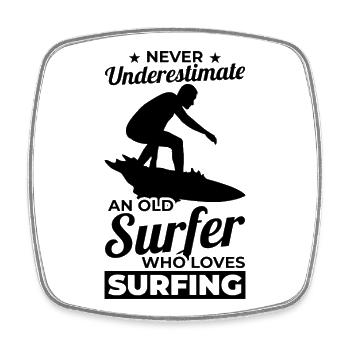 Surfeur Papi - Magnet carré - blanc - Devant