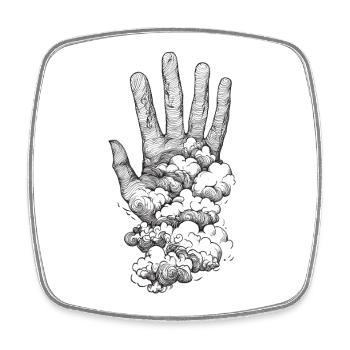 Hand in the clouds - Square fridge magnet - white - Front