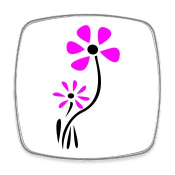 Fantaisie de fleur - Magnet carré - blanc - Devant