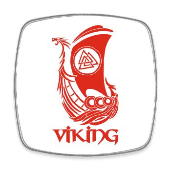Rotes Wikingerschiff - Viereckiger Kühlschrankmagnet - Weiß - Vorne
