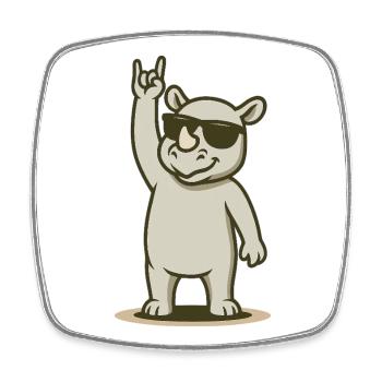 Cooles Nashorn Rockerbaby - Viereckiger Kühlschrankmagnet - Weiß - Vorne