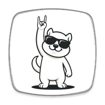 Rockin' Squirrel - Viereckiger Kühlschrankmagnet - Weiß - Vorne