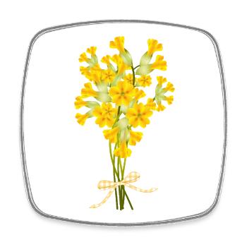 Cowslip Bouquet - Spring Illustration - Square fridge magnet - white - Front