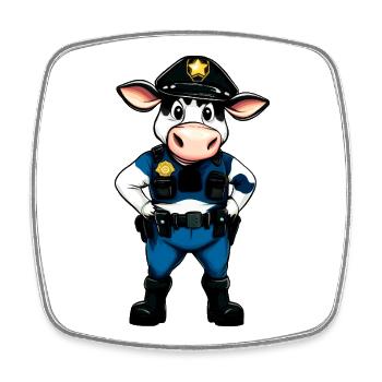 Police des vaches - Magnet carré - blanc - Devant