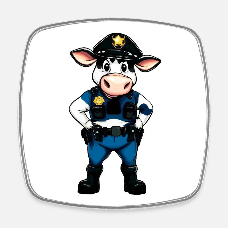 Police des vaches - Magnet carré - blanc