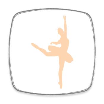 Silhouette de ballet minimaliste ballerine femme - Magnet carré - blanc - Devant