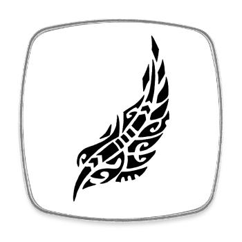 Black Feather of the Bird - Square fridge magnet - white - Front