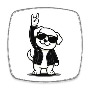 Rock 'n' Roll Puppy - Square fridge magnet - white - Front