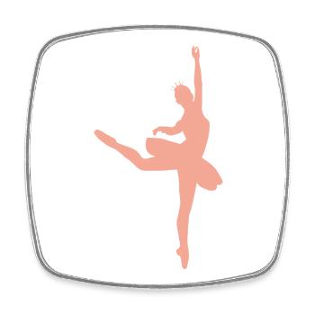 Silhouette de ballet minimaliste ballerine femme - Magnet carré - blanc - Devant