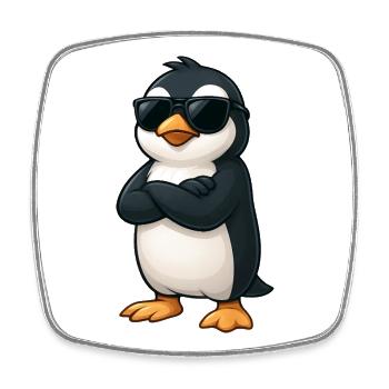 Cool Penguin with Arms Interlaced Gamer Cartoon - Square fridge magnet - white - Front