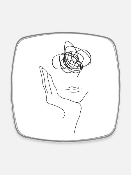 Dessin au trait du chaos de la tête - Magnet carré - blanc