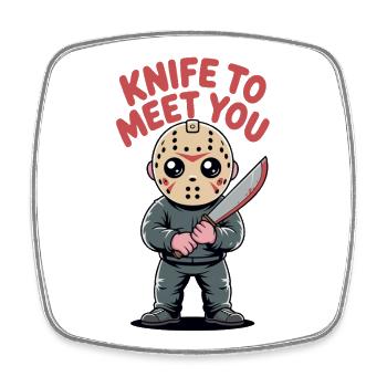 Messer für dich - Freitag der 13. süße Chibi - Viereckiger Kühlschrankmagnet - Weiß - Vorne