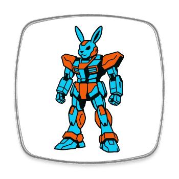 Robo Rabbit bleu orangé - Magnet carré - blanc - Devant