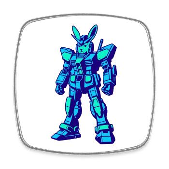 Mecha Rabbit III - Viereckiger Kühlschrankmagnet - Weiß - Vorne