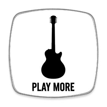 Play More – Bold Guitar Silhouette Music Lover T-S - Magnet carré - blanc - Devant