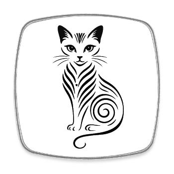 Nachtkatze Silhouette - Viereckiger Kühlschrankmagnet - Weiß - Vorne