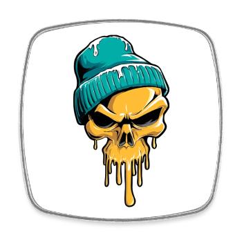 Totenkopf Skelett Style Urban - Viereckiger Kühlschrankmagnet - Weiß - Vorne