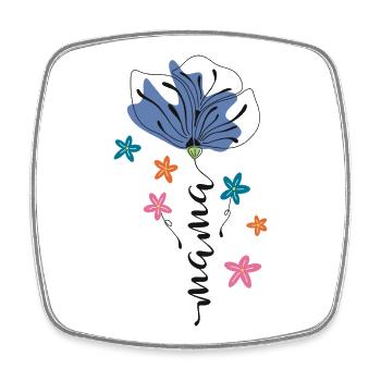Mama – Blumen Design 🌸💙 - Viereckiger Kühlschrankmagnet - Weiß - Vorne