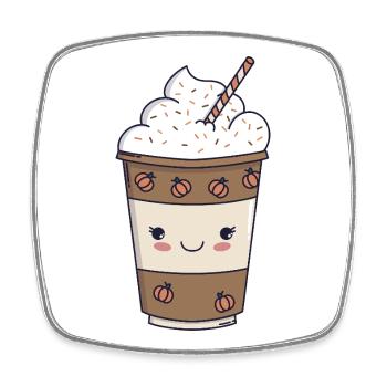 Pumpkin Spice Latte – Kawaii Fall 🍂☕ - Square fridge magnet - white - Front