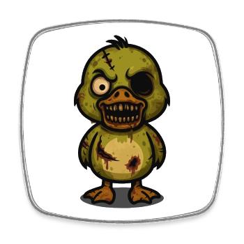 Zombie-Ente – Creepy-Cute Halloween Cartoon - Viereckiger Kühlschrankmagnet - Weiß - Vorne