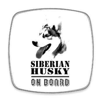 Husky à bord - Magnet carré - blanc - Devant