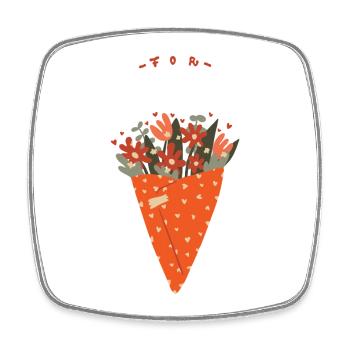 Blumenstrauß – Herzlicher Gruß - Viereckiger Kühlschrankmagnet - Weiß - Vorne