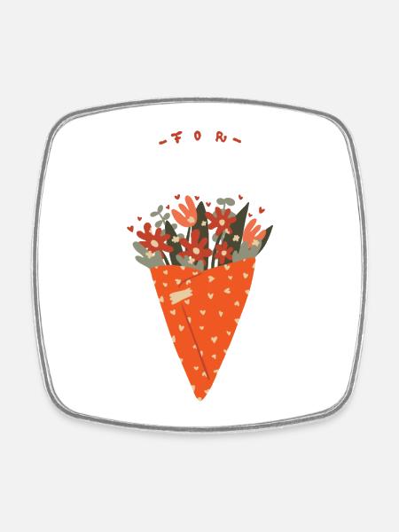 Bouquet de fleurs – Salutations chaleureuses - Magnet carré - blanc