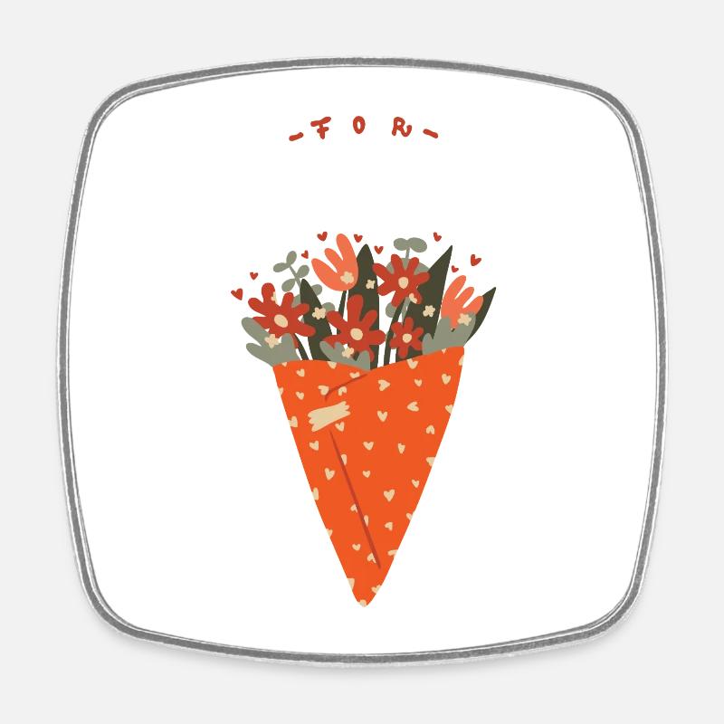 Bouquet de fleurs – Salutations chaleureuses - Magnet carré - blanc