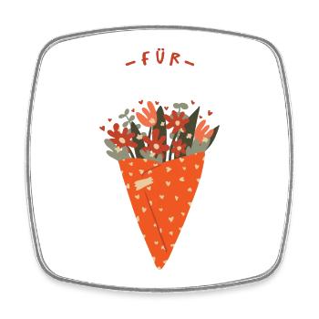 Bouquet of flowers – Warm greetings - Square fridge magnet - white - Front
